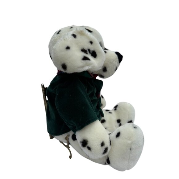 1996 Commonwealth Plush stuffed Dalmatian Xmas dog w/ green coat & red bow tie - Picture 4 of 16